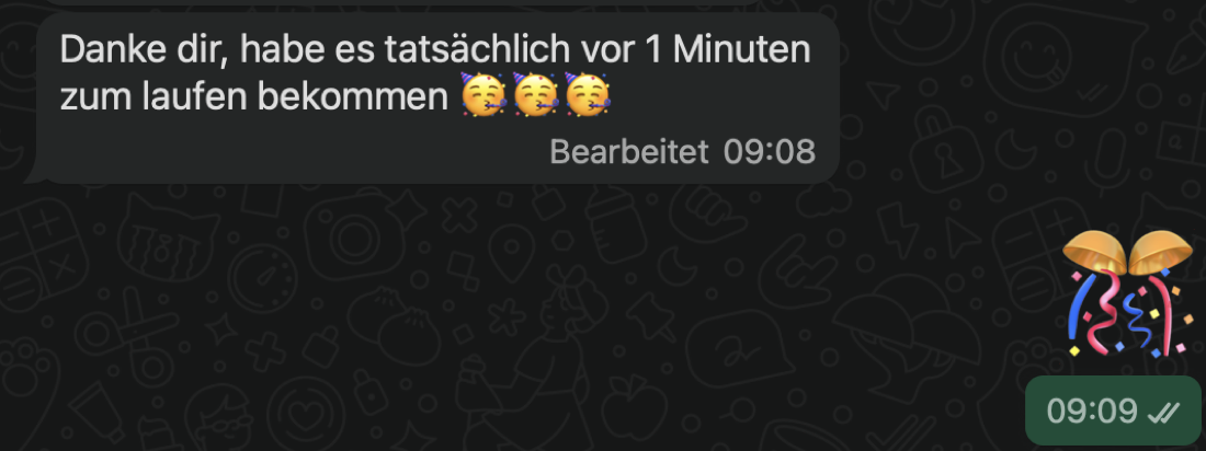 WhatsApp-Feedback: Automation läuft nach kurzer Hilfe