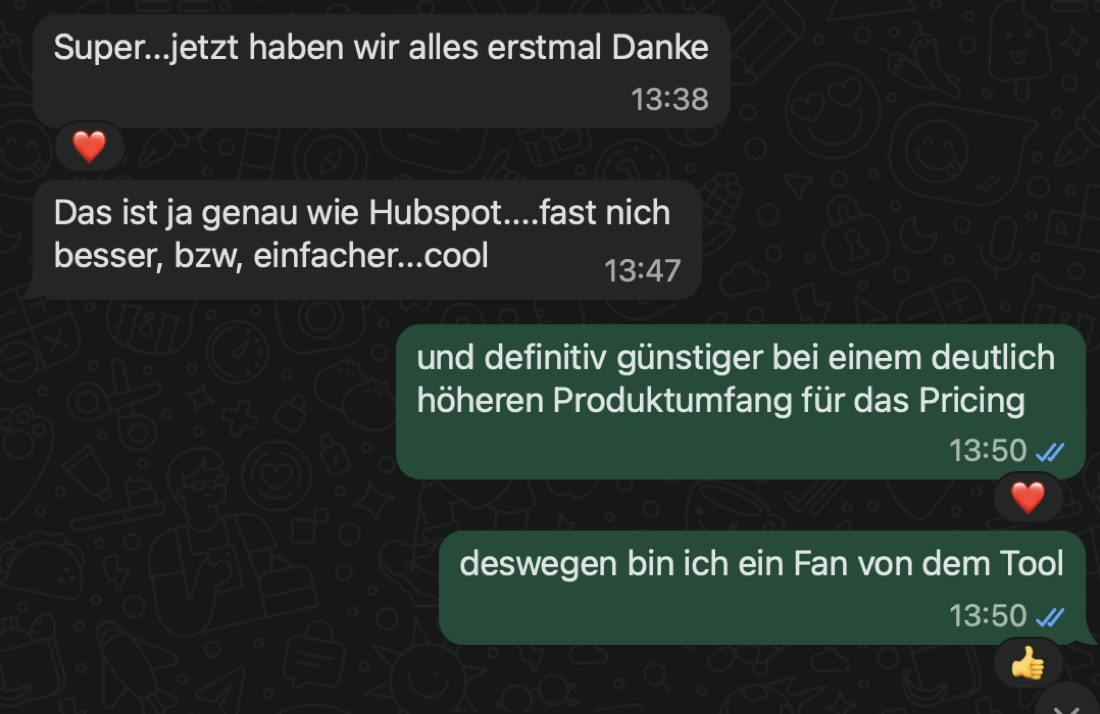 WhatsApp-Kundenstimme: ActiveCampaign wie HubSpot, nur einfacher und günstiger